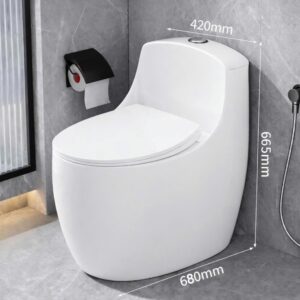 Kích thước bồn cầu liền khối màu trắng xả xoáy mạnh