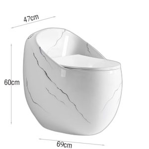 Bồn cầu trứng màu trắng vân đá BTR4769M Kích thước bồn cầu trứng màu trắng vân đá