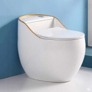 Bồn cầu trứng trắng viền vàng