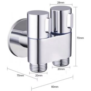 Kích thước van góc 2 đầu ra bằng thép không gỉ