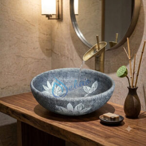 Lavabo nghệ thuật hoa sen trắng