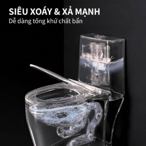 Bồn cầu đen hoa vàng xả siêu xoáy, phong cách hoàng gia B3778D Bồn cầu đen hoa vàng xả siêu xoáy