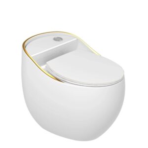 bồn cầu trứng trắng viền vàng