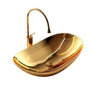 chậu lavabo mạ vàng kiểu thuyền