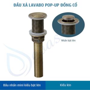 Đầu xả lavabo dạng nhấn đồng cổ