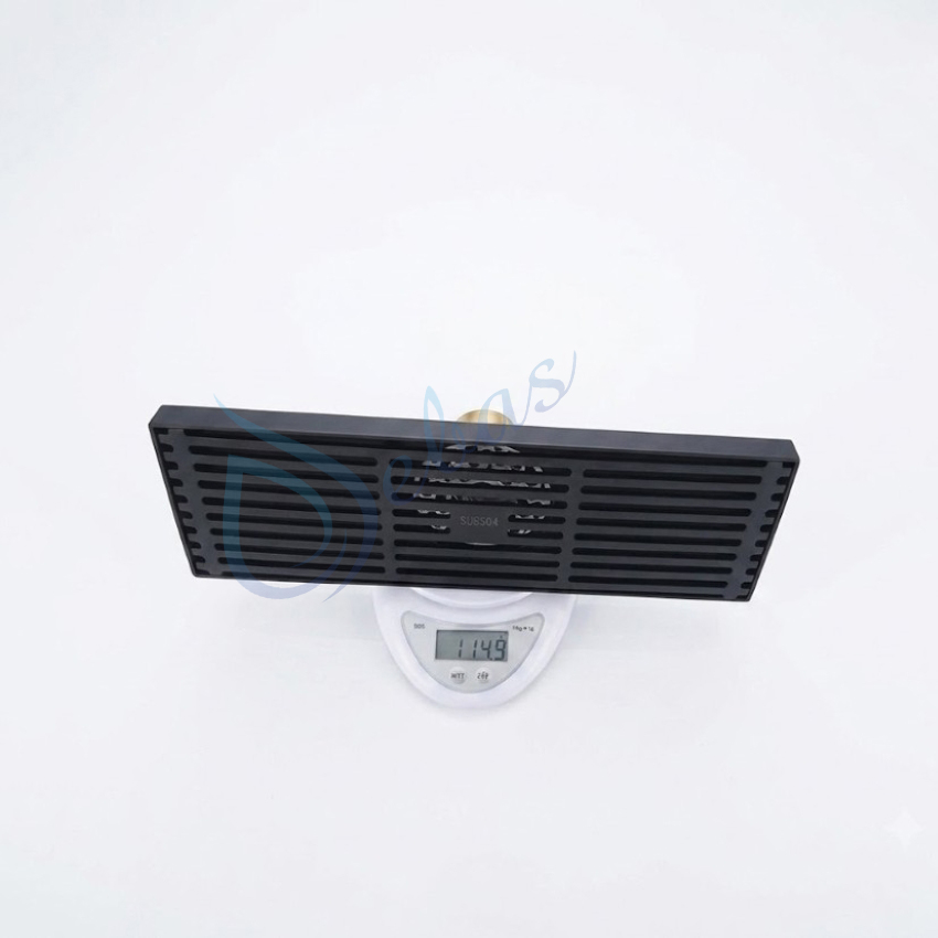 Pheu thu san thanh dai mau den bang inox 304 Khối lượng phễu thu sàn thanh dài