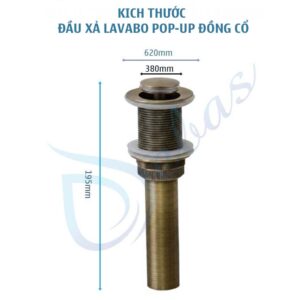 Kích thước đầu xả lavabo pop-up