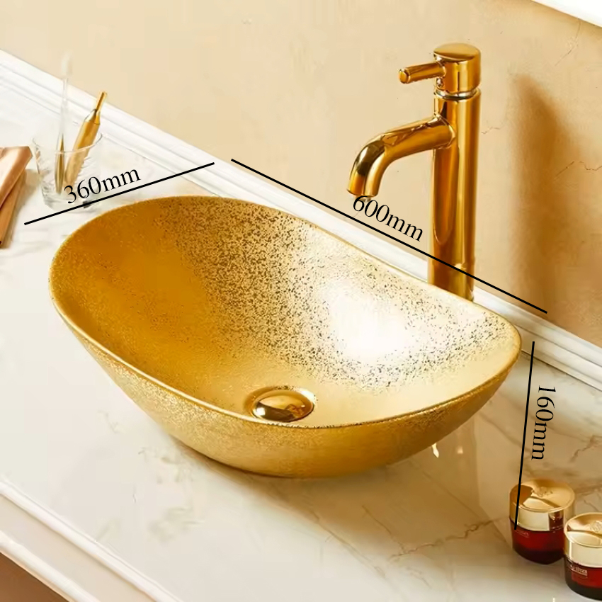 Chau lavabo hinh thuyen vang nham Kích thước lavabo hình thuyền màu vàng nhám