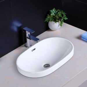 Lavabo bán âm trắng hình bầu dục LA4060 Lavabo bán âm màu trắng hình bầu dục hiện đại
