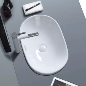 Lavabo bán âm trắng hình bầu dục LA4060 Lavabo bán âm màu trắng hình bầu dục thanh lịch