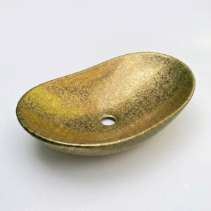 Lavabo hình thuyền màu vàng nhám loại đặt bàn, sang trọng LD6036V Lavabo hình thuyền màu vàng nhám