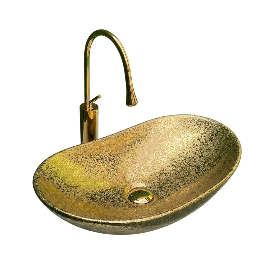 Chau lavabo hinh thuyen vang nham Lavabo thuyền màu vàng nhám
