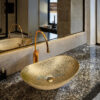 Lavabo hình thuyền màu vàng nhám