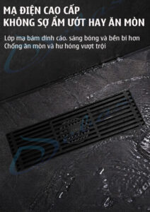 Phễu thu sàn dạng thanh dài bằng inox sus 304 màu đen Phễu thu sàn thanh dài chống ăn mòn
