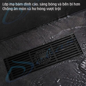 Phễu thu sàn dạng thanh dài bằng inox sus 304 màu đen Phễu thu sàn thanh dài chống ăn mòn