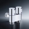 Van góc 2 đầu ra bằng thép không gỉ núm vặn dễ sử dụng, lõi van bằng đồng bền bỉ, van chia nước dùng trong nhà tắm P02VT