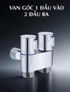 Van góc 2 đầu ra bằng thép không gỉ núm vặn