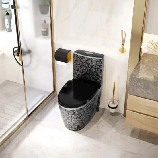 Bon cau xam hoa trang hien dai xa xoay manh Bồn cầu xám hoa trắng xoáy mạnh