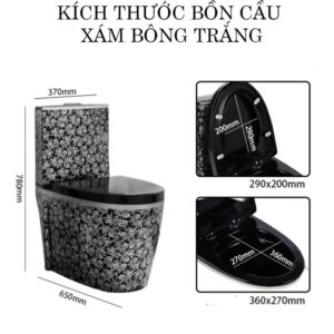 Bồn cầu xám hoa trắng thiết kế sang trọng, xả mạnh B3778X Kích thước bồn cầu xám hoa trắng