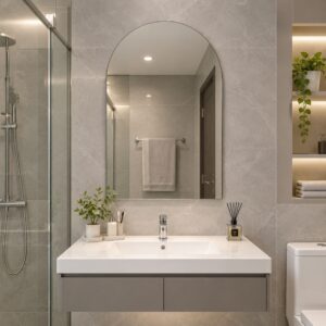 Gương nhà tắm treo tường tràn viền kiểu dáng hiện đại G6045 Gương nhà tắm treo tường hình vòm giao hàng toàn quốc