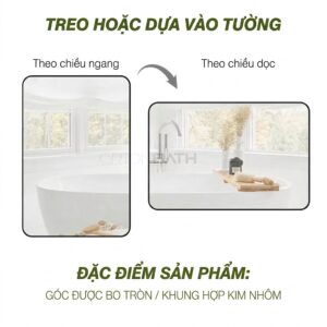Gương nhà tắm treo tường viền nhôm thiết kế hiện đại G7050 Gương treo nhà tắm hình chữ nhật