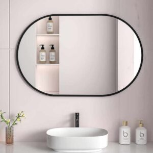 Gương nhà tắm treo tường viền nhôm thiết kế hiện đại G7050 Gương treo tường nhà tắm kiểu bầu dục viền đen