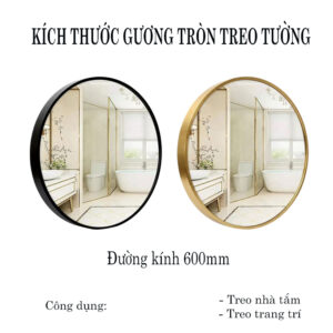 Gương nhà tắm treo tường viền nhôm thiết kế hiện đại G7050 Kích thước gương tròn treo tường viền nhôm