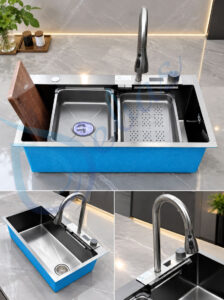 Chậu rửa chén 1 ngăn kiểu thác nước có hiển thị nhiệt độ