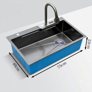 Kích thước chậu rửa chén 1 ngăn màu xám bằng inox