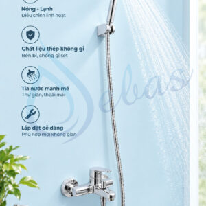 Vòi sen dây nóng lạnh vuông bóng tia nước mạnh S120D