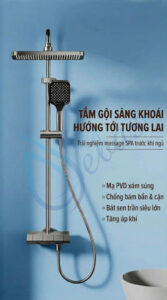 Vòi sen lạnh tắm đứng màu xám mạ điện